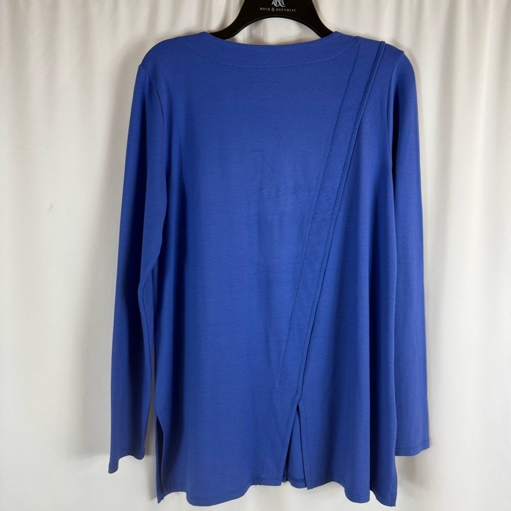 Soft Surroundings long cotton cardigan with button, bright blue, Size: M - Picture 12 of 16